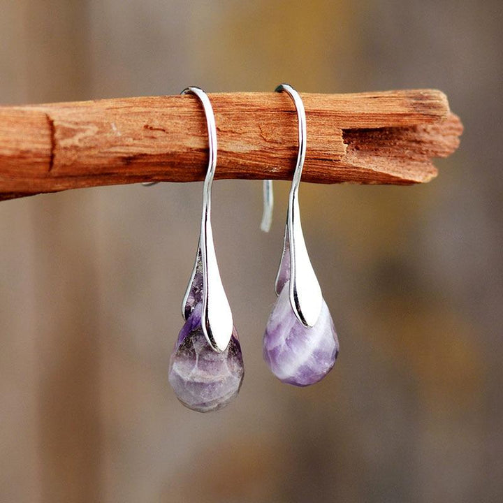 Pendientes de piedra preciosa gotas naturales – Serenella