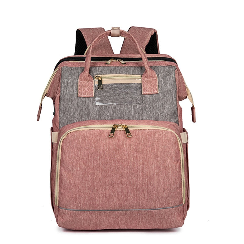 Convertible Baby Diaper Backpack with Foldable Baby Bed – Waterproof Multi-Pocket Design