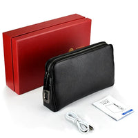 Men's Leather Anti-Theft Clutch with Fingerprint Lock – Black Blue
