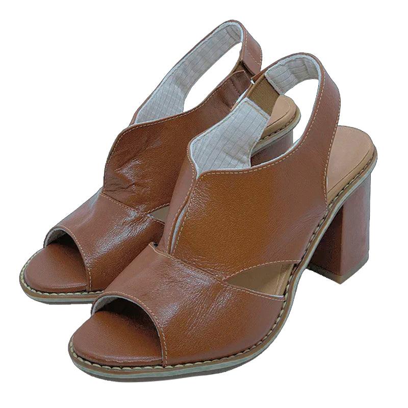 Sandalias de cuero para mujer con tacón y plantilla cómoda – Selina