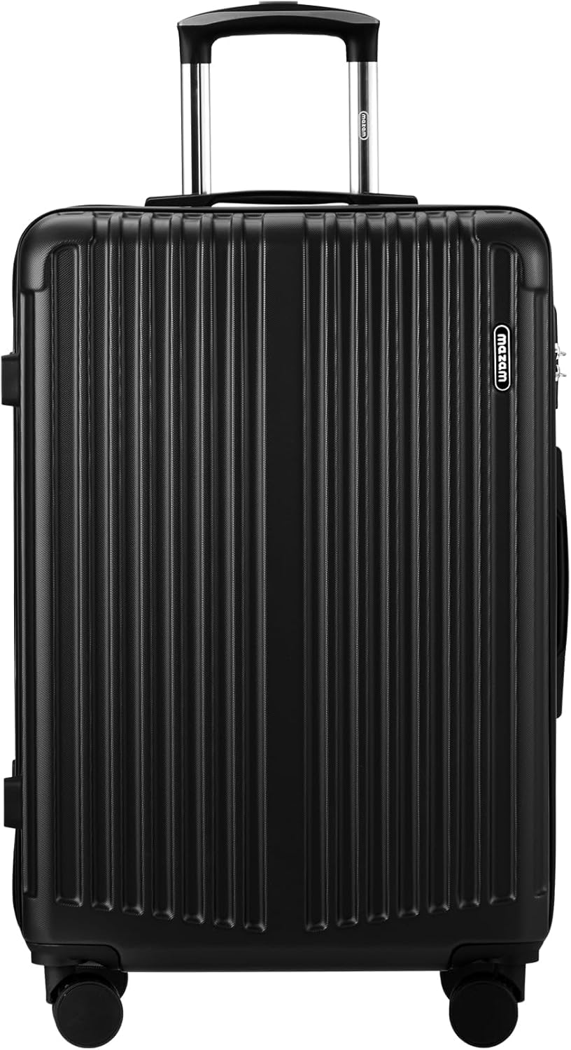 Maletas rígidas grandes con ruedas 360° y cerradura TSA – Negro a rayas