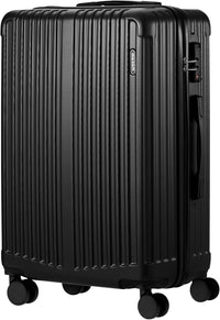 Maletas rígidas grandes con ruedas 360° y cerradura TSA – Negro a rayas