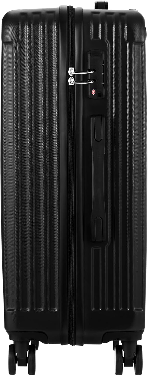 Maletas rígidas grandes con ruedas 360° y cerradura TSA – Negro a rayas