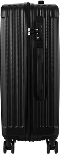 Maletas rígidas grandes con ruedas 360° y cerradura TSA – Negro a rayas