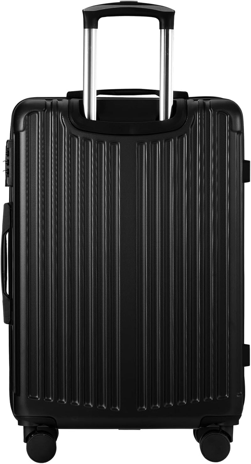 Maletas rígidas grandes con ruedas 360° y cerradura TSA – Negro a rayas