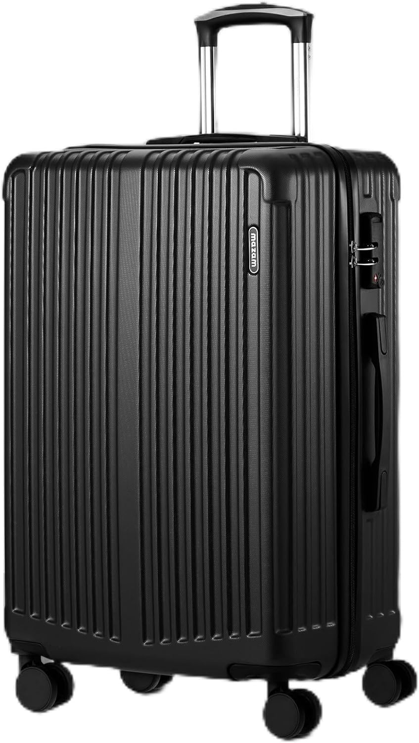 Maletas rígidas grandes con ruedas 360° y cerradura TSA – Negro a rayas