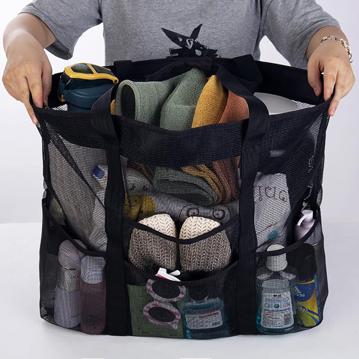 Faltbare Mesh-Strandtasche mit 9 Fächern für Familientage