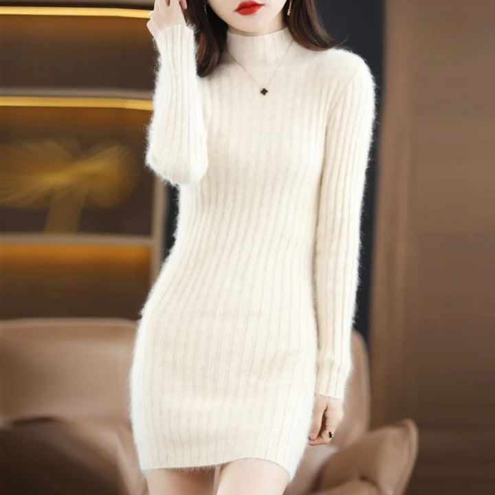 Vestido de punto de otoño con cuello – Noëlle