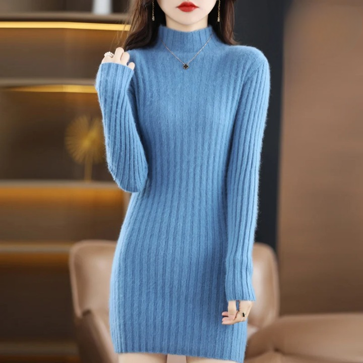 Vestido de punto de otoño con cuello – Noëlle