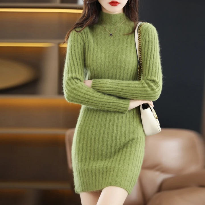 Vestido de punto de otoño con cuello – Noëlle
