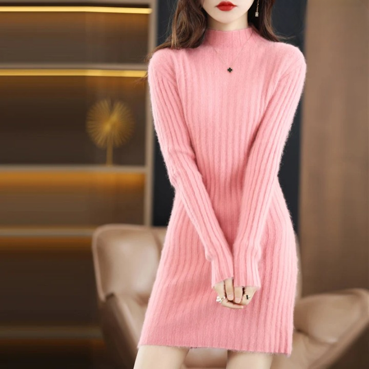 Vestido de punto de otoño con cuello – Noëlle