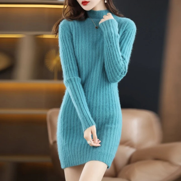 Vestido de punto de otoño con cuello – Noëlle