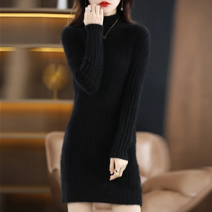 Vestido de punto de otoño con cuello – Noëlle