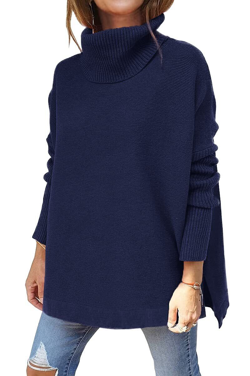 Warm loose-fitting women's sweater with turtleneck - Amara