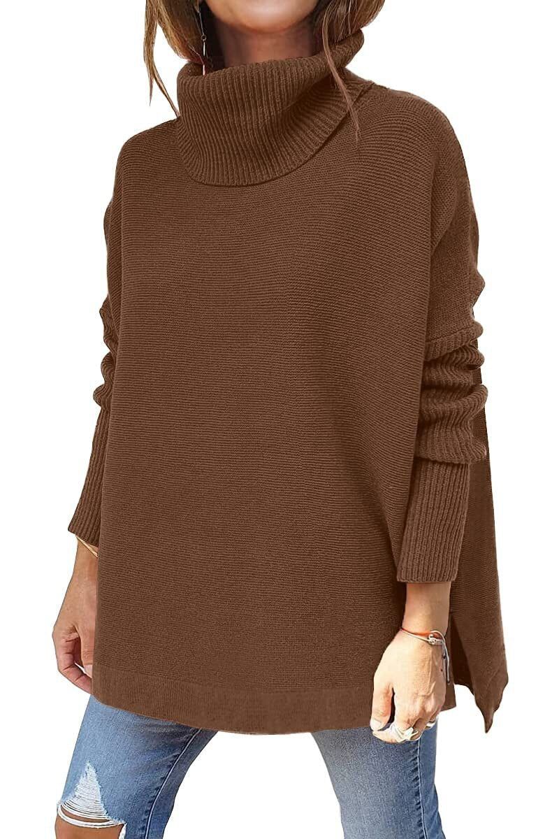Warm loose-fitting women's sweater with turtleneck - Amara