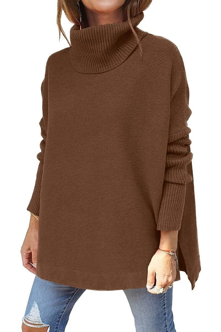 Warm loose-fitting women's sweater with turtleneck - Amara