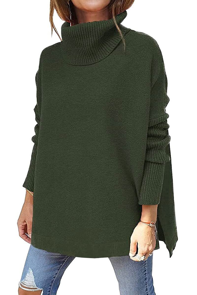 Warm loose-fitting women's sweater with turtleneck - Amara