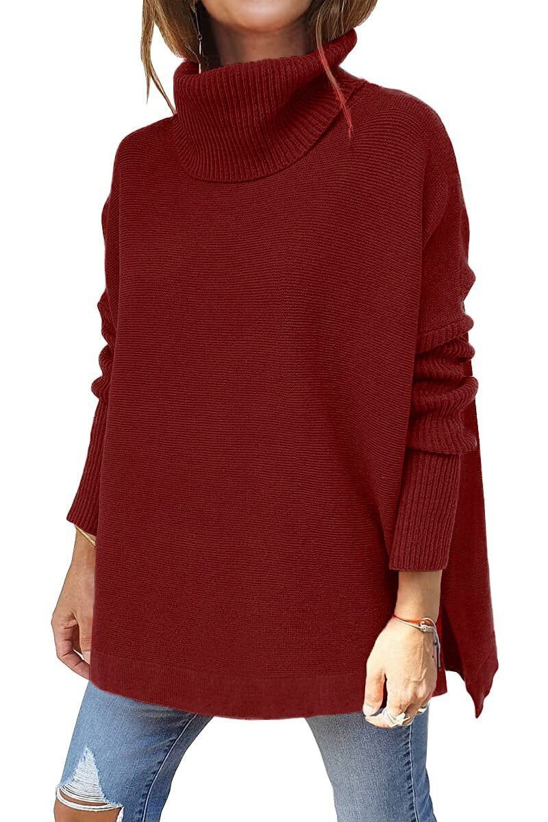 Warm loose-fitting women's sweater with turtleneck - Amara