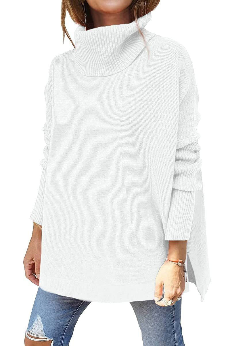 Warm loose-fitting women's sweater with turtleneck - Amara