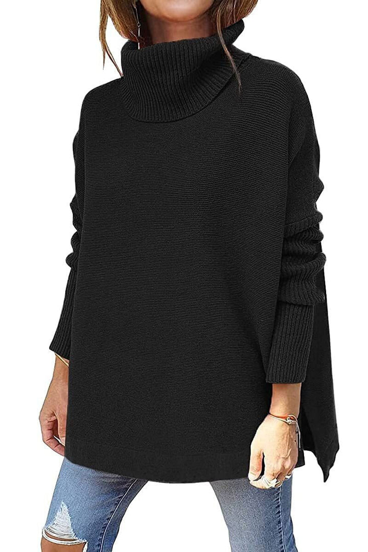 Warm loose-fitting women's sweater with turtleneck - Amara