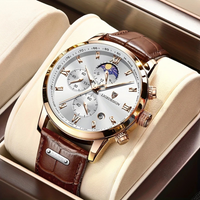 Classic men's wristwatch with quartz movement & leather strap – Davion