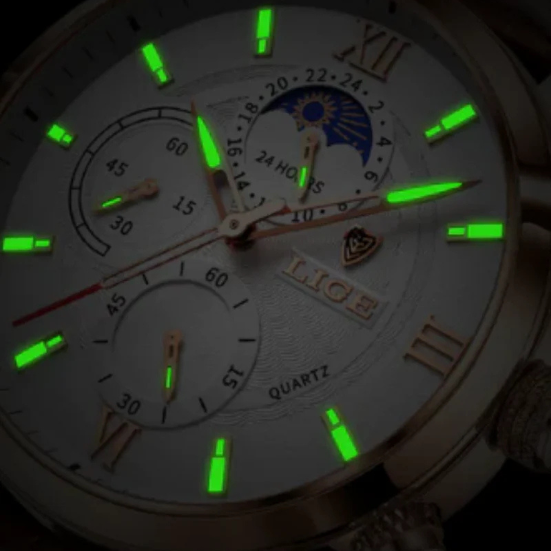 Classic men's wristwatch with quartz movement & leather strap – Davion