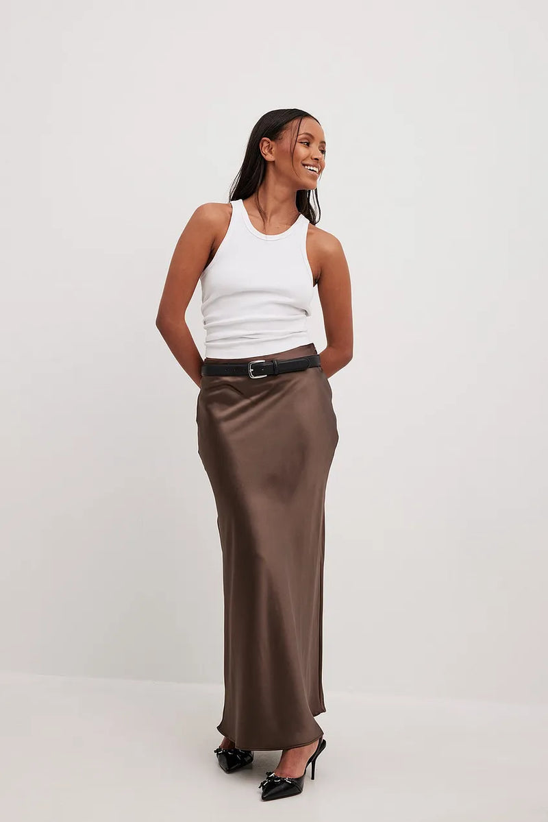 Satin Women's Skirt with High Waist – Elena