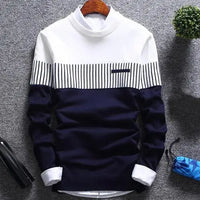 Men's knitted sweater with stripes and colour block design – Matteo