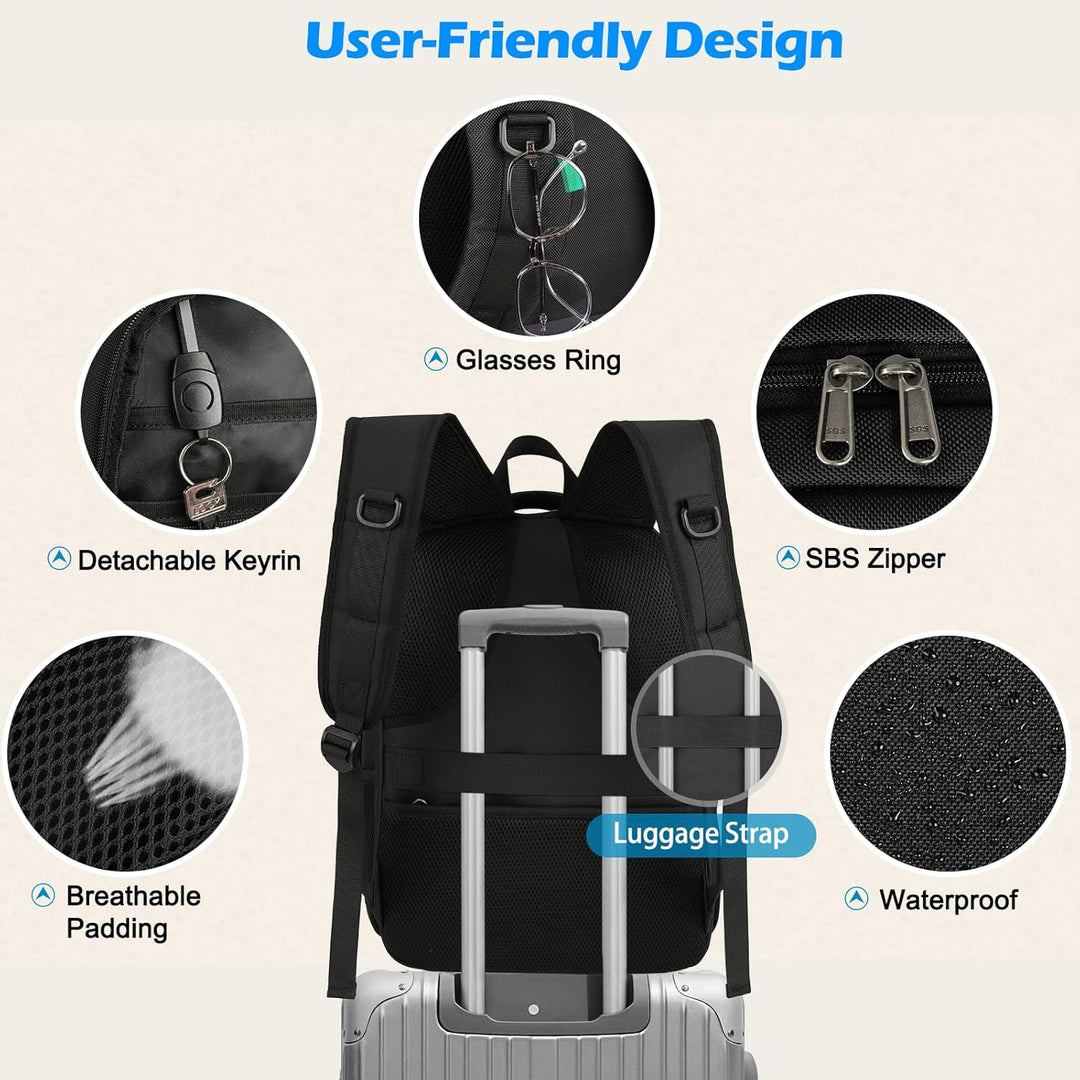Waterproof laptop and lunch backpack with USB port – multi-compartment travel bag