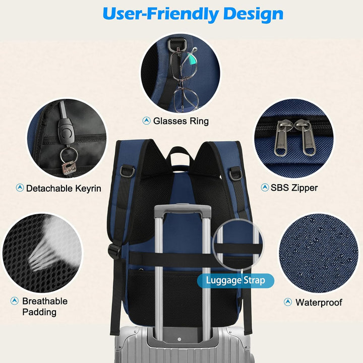 Waterproof laptop and lunch backpack with USB port – multi-compartment travel bag