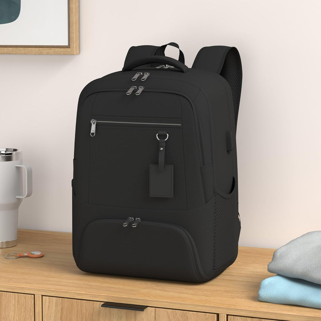Waterproof laptop and lunch backpack with USB port – multi-compartment travel bag