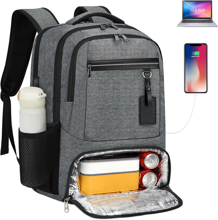 Waterproof laptop and lunch backpack with USB port – multi-compartment travel bag