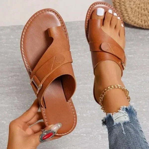 Orthopedic Women's Leather Sandals with Hallux Valgus Correction – Livia