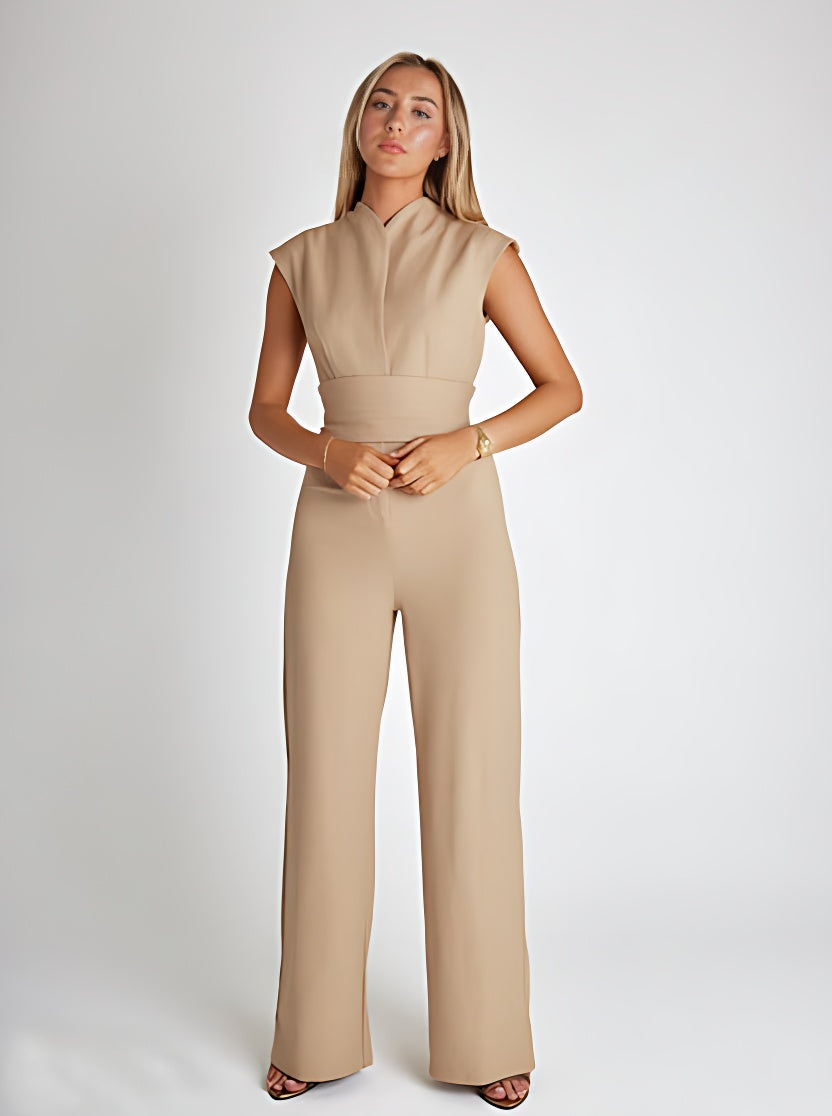 Airy women's jumpsuit with wide legs and V-neck – Maribel