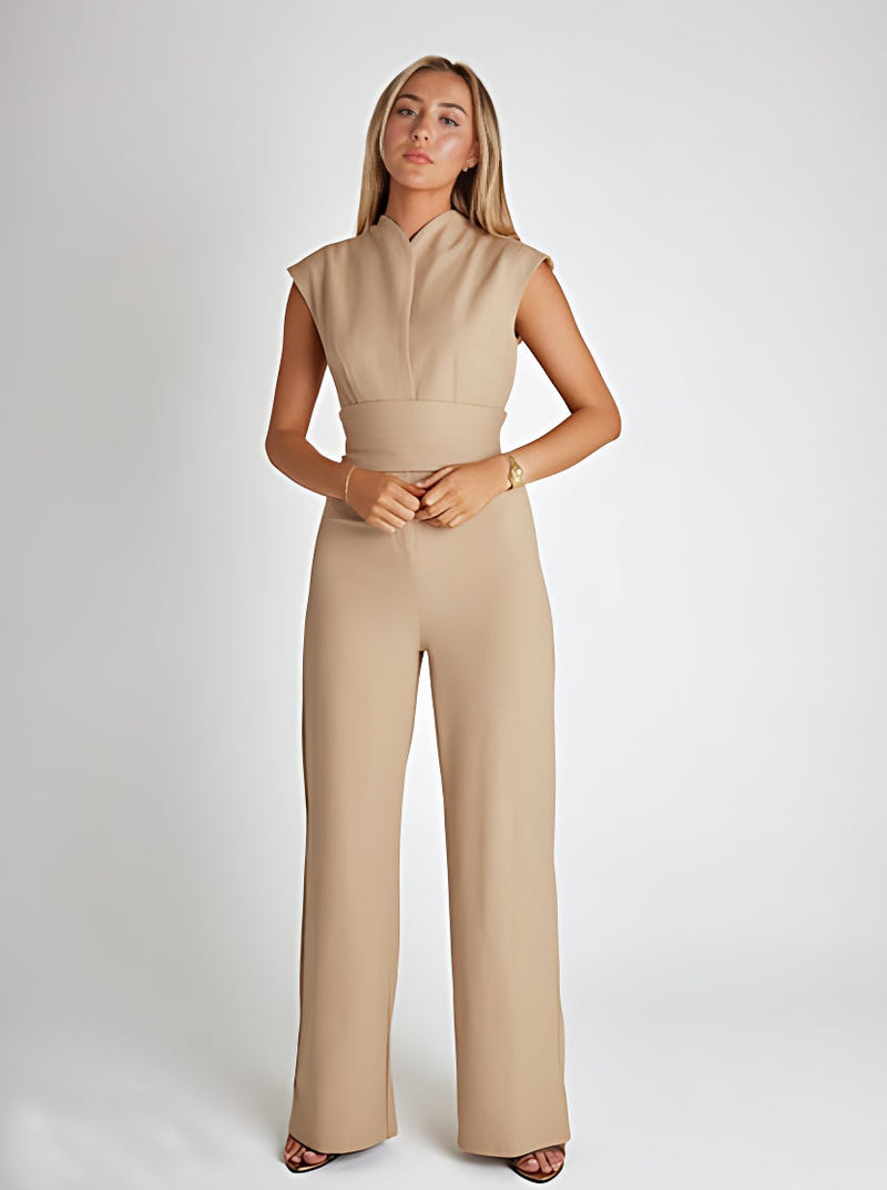 Airy women's jumpsuit with wide legs and V-neck – Maribel