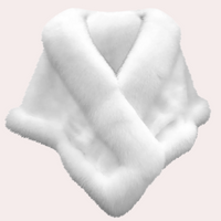 Weißer Kunstpelzkragen, elegant, weich, modisches Accessoire, Wintermode, Damenbekleidung.