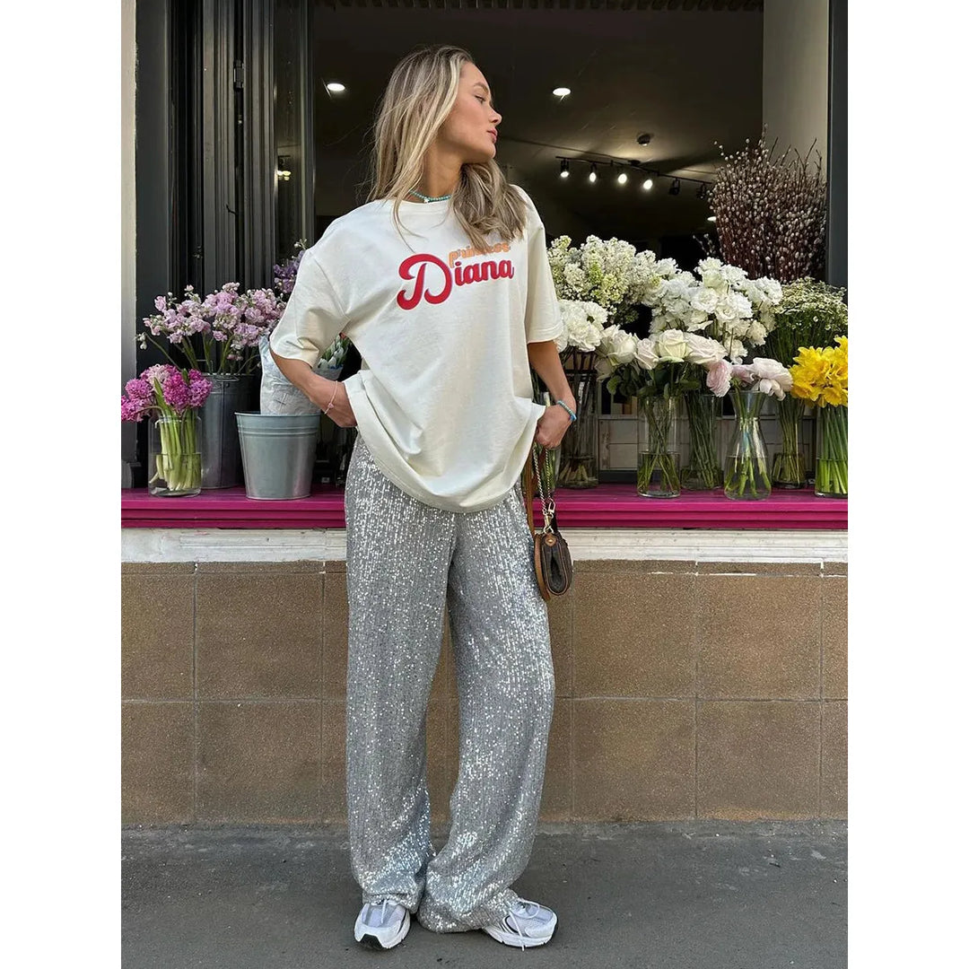 Silky Sequin Pants - Luna