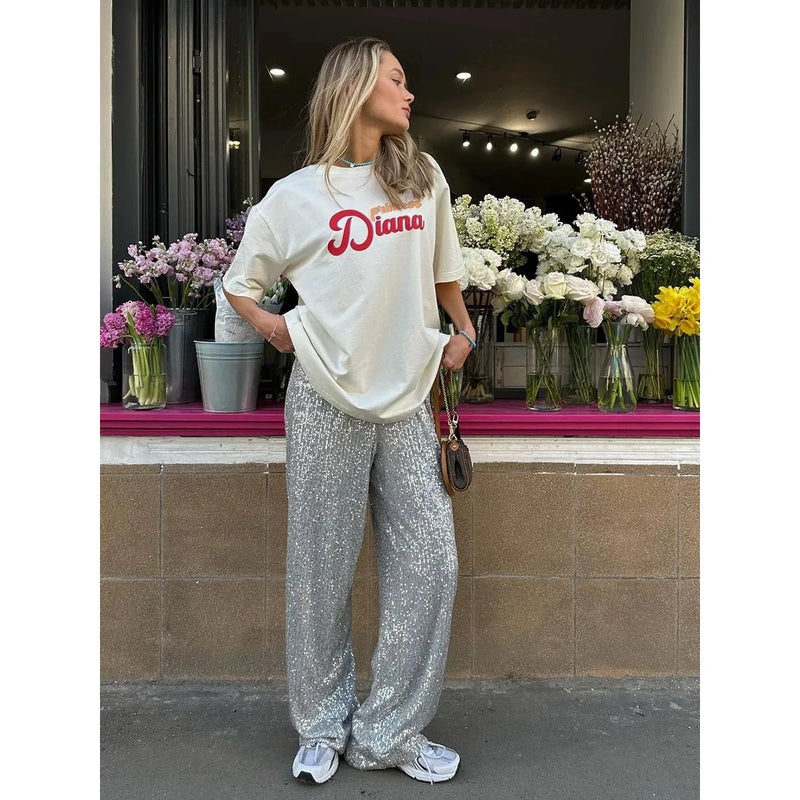 Silky Sequin Pants - Luna