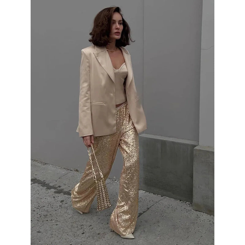 Silky Sequin Pants - Luna