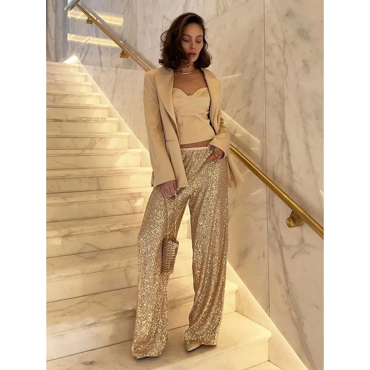 Silky Sequin Pants - Luna