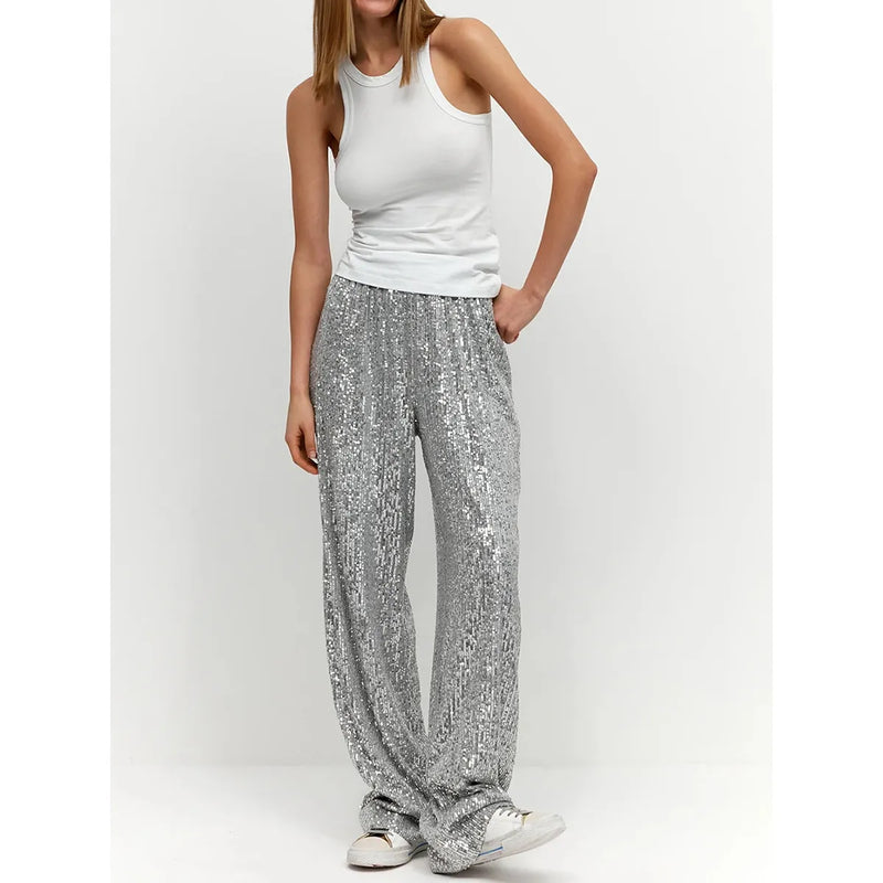 Silky Sequin Pants - Luna