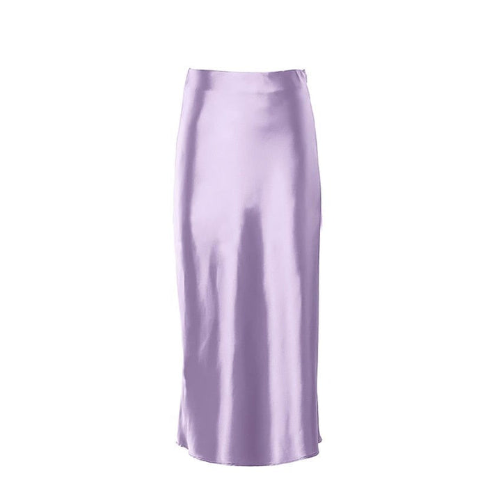 Satin-shimmering women's midi skirt in A-line with high waist – Liora