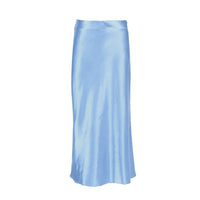 Satin-shimmering women's midi skirt in A-line with high waist – Liora