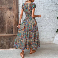 Airy Women's Maxi Dress with Ethnic Print & V-Neck – Nayeli