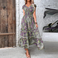 Airy Women's Maxi Dress with Ethnic Print & V-Neck – Nayeli