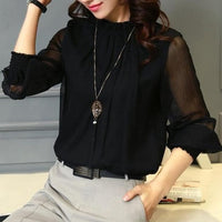 Stylish women's chiffon blouse with ruffles & transparent sleeves – Elina