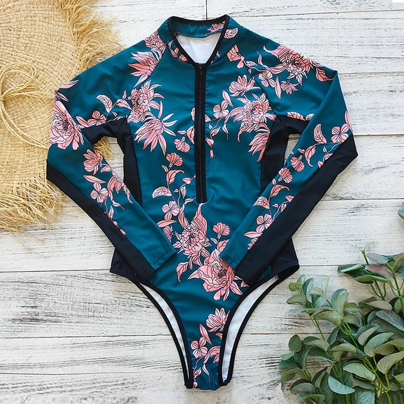 Long-sleeve One-piece Women's Swimsuit with Zipper – Naria
