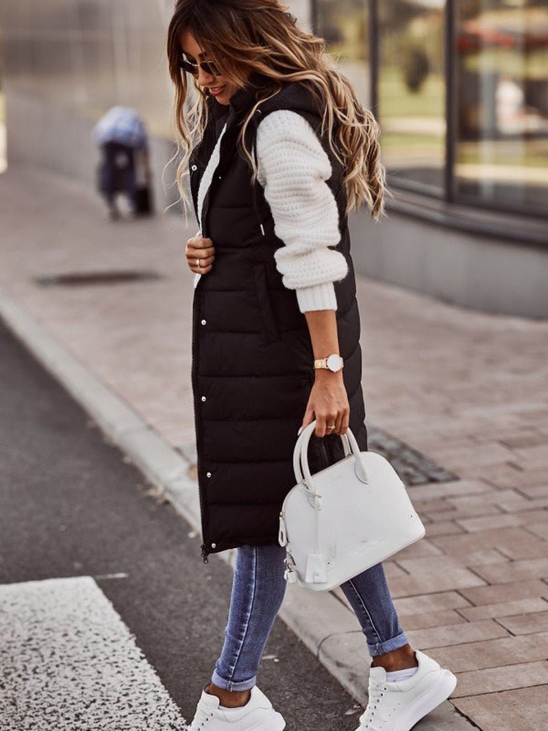 Behagelig, knælange dame-bodywarmer – Livia