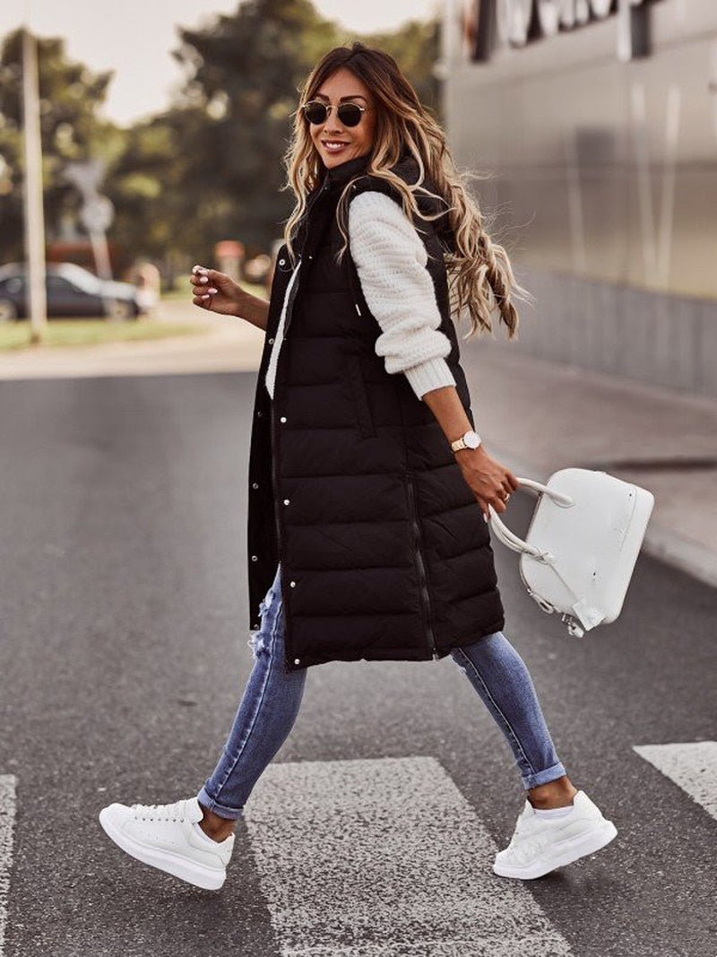 Behagelig, knælange dame-bodywarmer – Livia