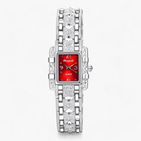 Stylish watch with rectangular dial and crystals - Camille